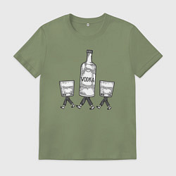 Футболка хлопковая мужская Водочные человечки, цвет: авокадо