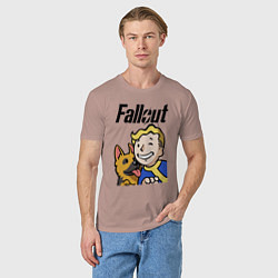 Футболка хлопковая мужская Vault boy and shepherd, цвет: пыльно-розовый — фото 2