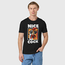 Футболка хлопковая мужская Nice cock, цвет: черный — фото 2