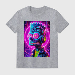 Мужская футболка Кибер Барт Симпсон - неоновое свечение