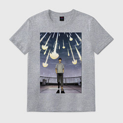 Футболка хлопковая мужская Кайдзю номер восемь Кафка Хибино звездопад, цвет: меланж