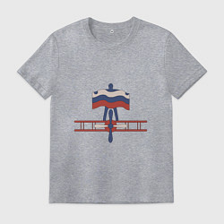 Мужская футболка Ретро самолет кукурузник и флаг подарок пилоту ден