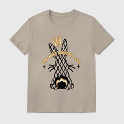 Футболка хлопковая мужская Кролик - самая красивая попа, цвет: миндальный