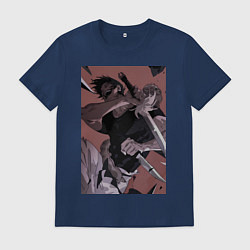 Футболка хлопковая мужская Магическая битва Тодзи Фусигуро с ножами, цвет: тёмно-синий