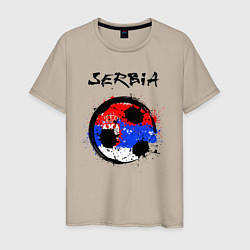 Футболка хлопковая мужская Сборная - Сербия, цвет: миндальный