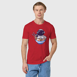 Футболка хлопковая мужская Ramen spaceman, цвет: красный — фото 2