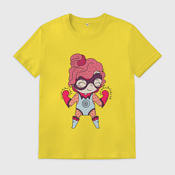 Футболка хлопковая мужская Супер девочка, цвет: желтый