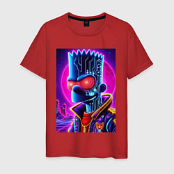 Футболка хлопковая мужская Cool Bart Simpson - neon glow, цвет: красный