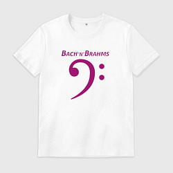 Мужская футболка Бах и Брамс по-английски с басовым ключом маджента