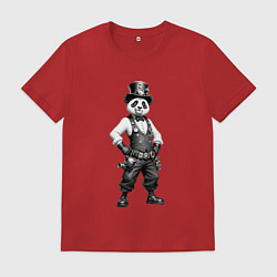 Футболка хлопковая мужская Панда steampunk, цвет: красный