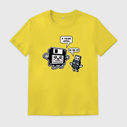 Мужская футболка Папа дискета 90х и USB сын - прикольный ретро мем