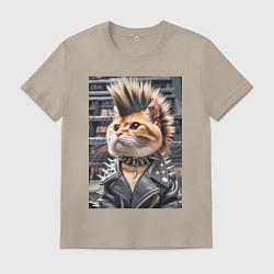 Мужская футболка Прикольный котик панк - нейросеть