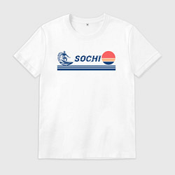 Футболка хлопковая мужская Серфинг в Сочи, цвет: белый