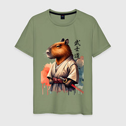 Мужская футболка Capybara samurai - ai art fantasy