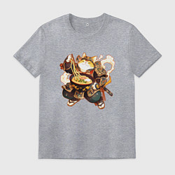 Мужская футболка Кот самурай и лапша