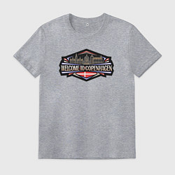 Футболка хлопковая мужская Копенгаген - добро пожаловать, цвет: меланж