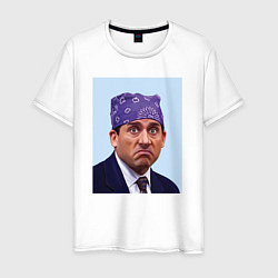 Футболка хлопковая мужская Michael Scott - Prison mike the office meme, цвет: белый