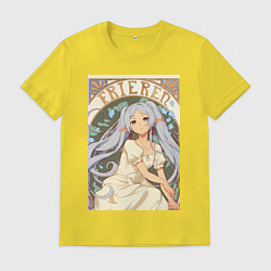 Футболка хлопковая мужская Провожающая в последний путь Фрирен эльф, цвет: желтый