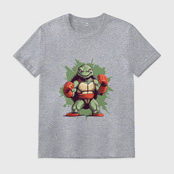 Футболка хлопковая мужская Черепаха в боксерских перчатках, цвет: меланж