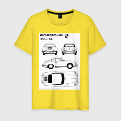 Футболка хлопковая мужская Машина Porsche, цвет: желтый