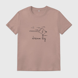 Футболка хлопковая мужская Мечтай о большем, цвет: пыльно-розовый