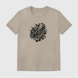 Мужская футболка Орнамент со скрипичным ключом тату стиль