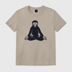 Футболка хлопковая мужская Yoga monkey, цвет: миндальный