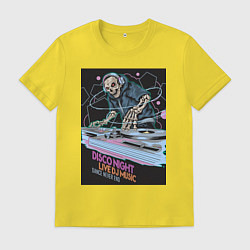 Мужская футболка Диджей скелет в наушниках