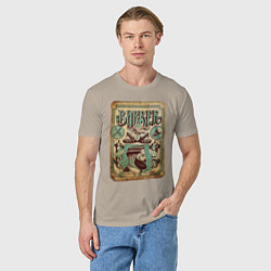 Футболка хлопковая мужская Барбер атрибуты, цвет: миндальный — фото 2