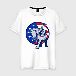 Футболка хлопковая мужская USA elephant, цвет: белый