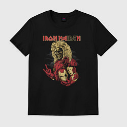 Футболка хлопковая мужская Iron Maiden rock band, цвет: черный