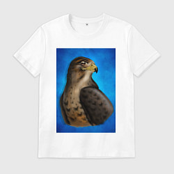 Футболка хлопковая мужская Портрет футбольного сокола, цвет: белый