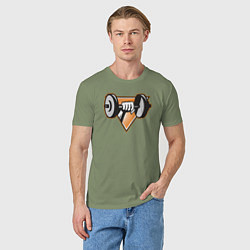 Футболка хлопковая мужская Гантель в руке, цвет: авокадо — фото 2