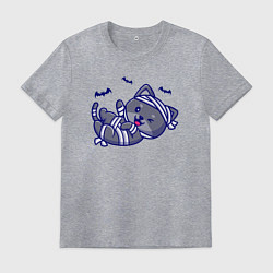 Футболка хлопковая мужская Котик-мумия и летучие мыши, цвет: меланж