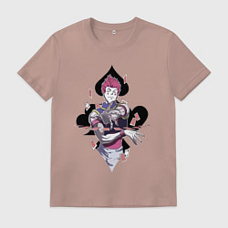 Футболка хлопковая мужская Hunter x Hunter Хисока джокер, цвет: пыльно-розовый