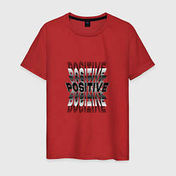 Футболка хлопковая мужская Надпись Positive, цвет: красный