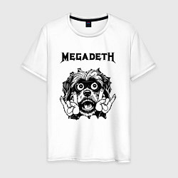 Футболка хлопковая мужская Megadeth - rock dog, цвет: белый