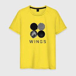 Футболка хлопковая мужская BTS Wings, цвет: желтый