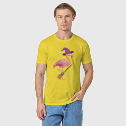 Футболка хлопковая мужская Фламинго хэллоуин, цвет: желтый — фото 2
