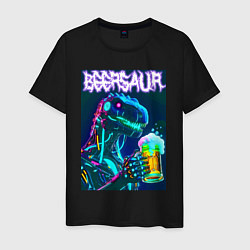 Футболка хлопковая мужская Neon cyber beersaur - neon glow fantasy, цвет: черный