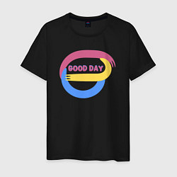 Мужская футболка Абстракция и надпись - good day