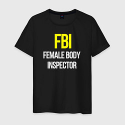 Футболка хлопковая мужская FBI white text, цвет: черный