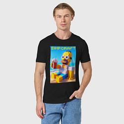 Футболка хлопковая мужская Minecraft and Simpsons collaboration - ai art, цвет: черный — фото 2