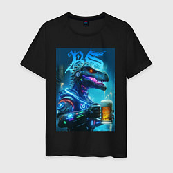 Мужская футболка Cyber beersaur with a mug of beer