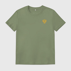 Мужская футболка Сокрушу пред ним врагов его малый герб желтый