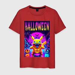 Футболка хлопковая мужская Pikachu - halloween vaporwave, цвет: красный