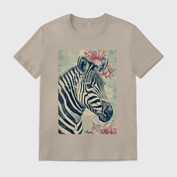Мужская футболка Зебра с цветком