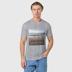 Футболка хлопковая мужская Имя Анна на песке, цвет: меланж — фото 2