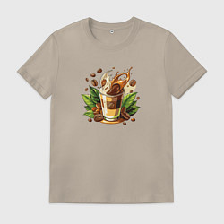 Мужская футболка Стакан кофе с молоком