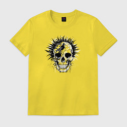 Футболка хлопковая мужская Psychedelic skull leaf, цвет: желтый
